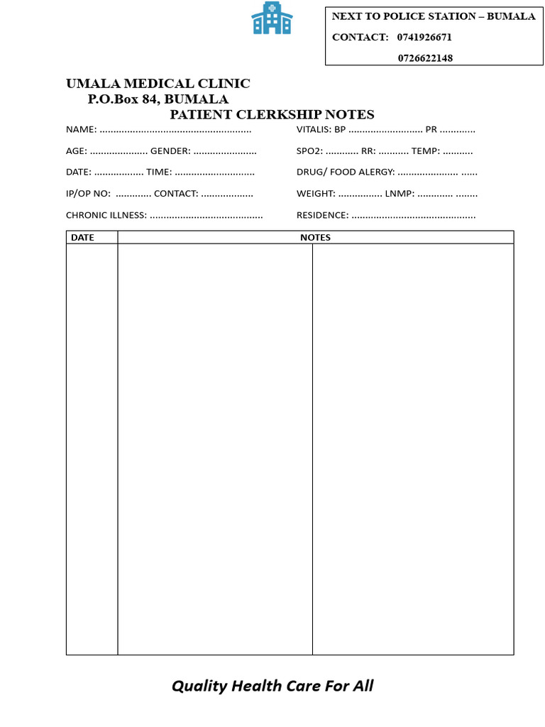 Umala Patient Clerkship Notes - PDFF | PDF