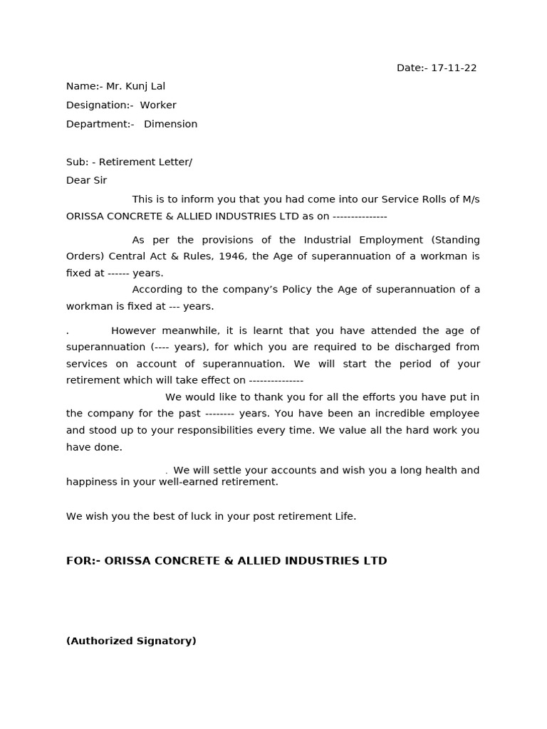 Retirement Letter | PDF