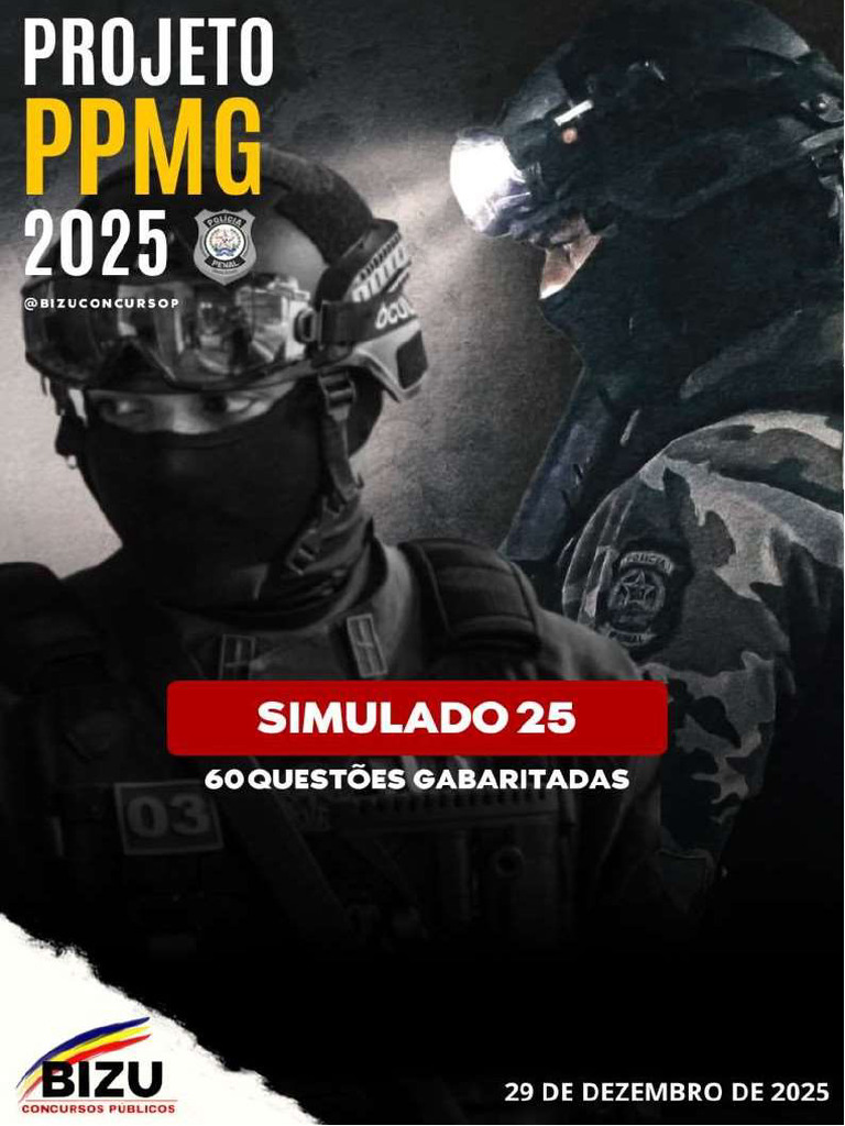 Simulado 25 - Projeto PPMG 2025 Gabaritado | PDF | Tratado | Phishing