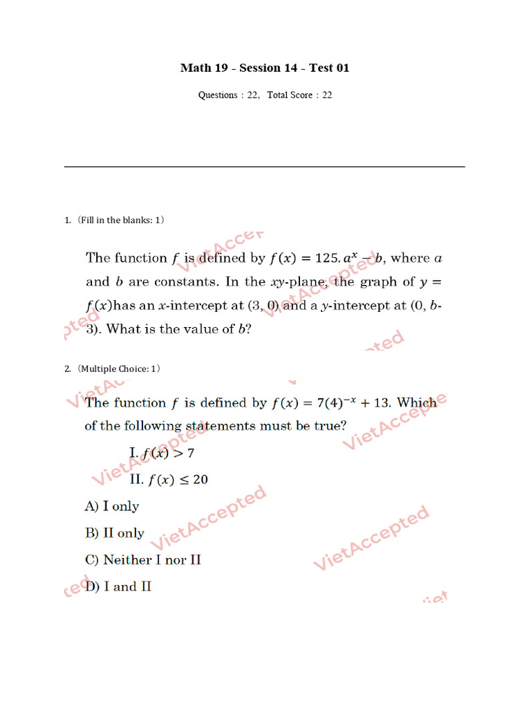 Math 19 - Session 14 - Test 01 SB | PDF