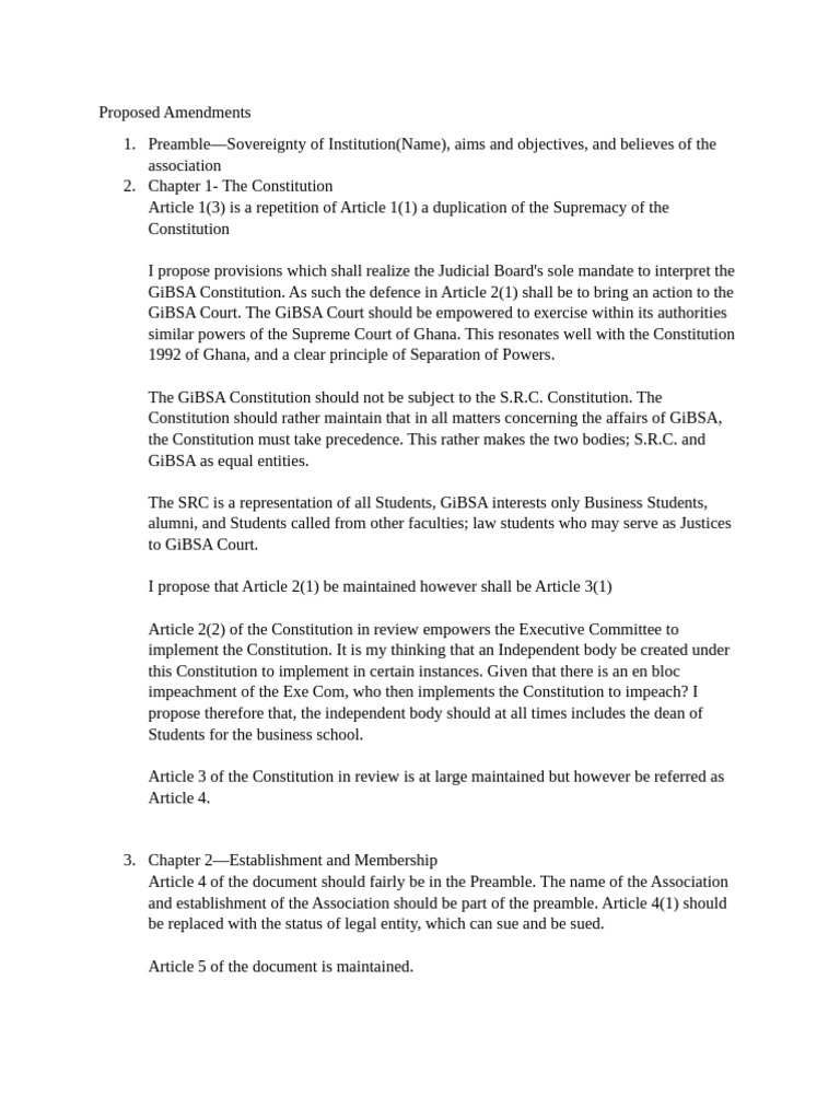 Proposed Amendment Gibsa | PDF | Constitution | Governance