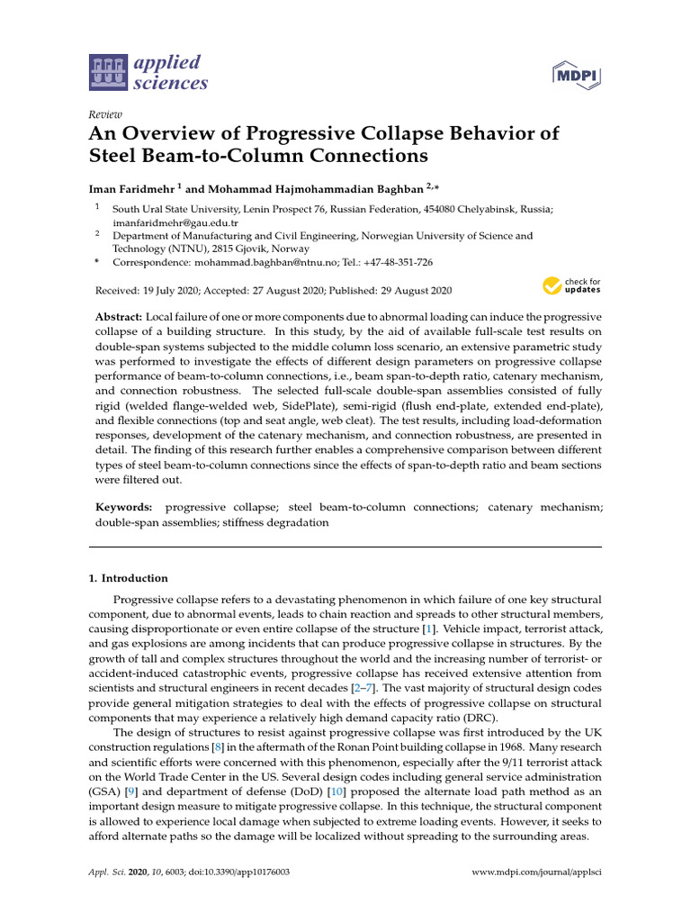 An Overview of Progressive Collapse Beha | PDF | Bending | Beam (Structure)