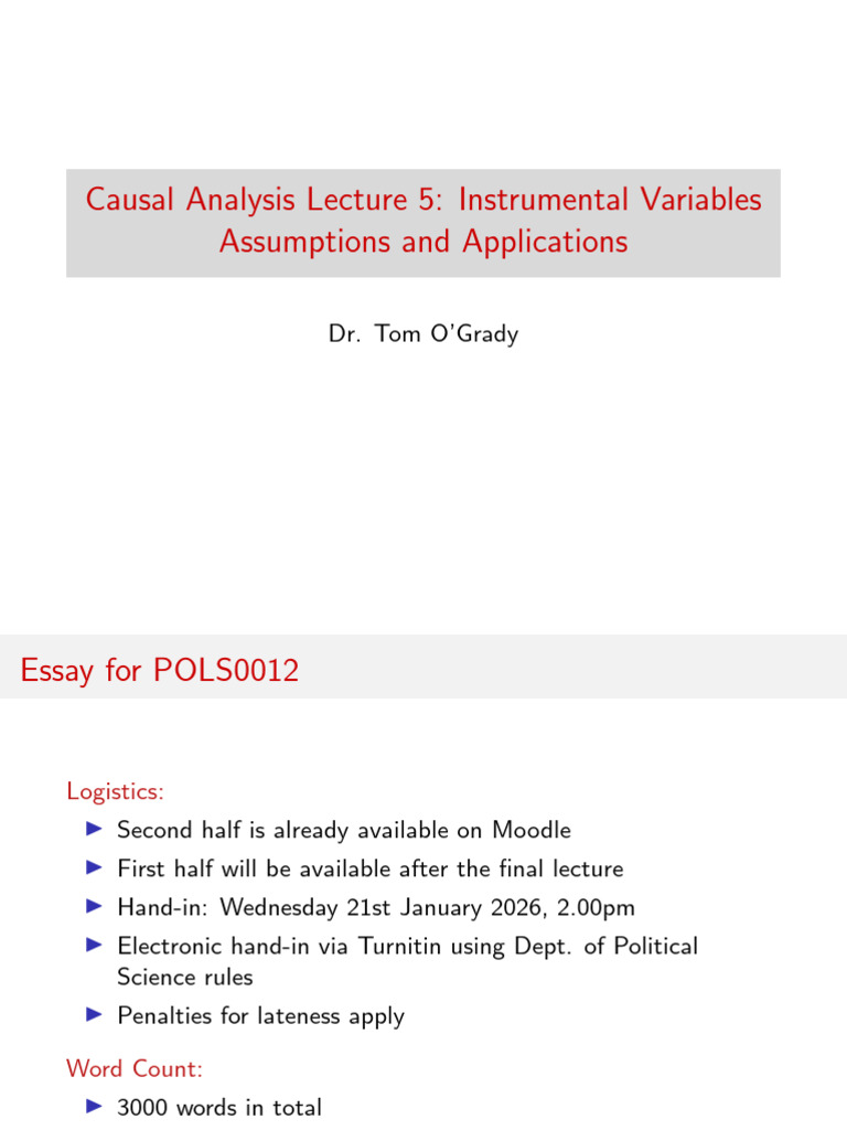 Lecture 5 Pres - Pols0012 | PDF | Statistics | Regression Analysis