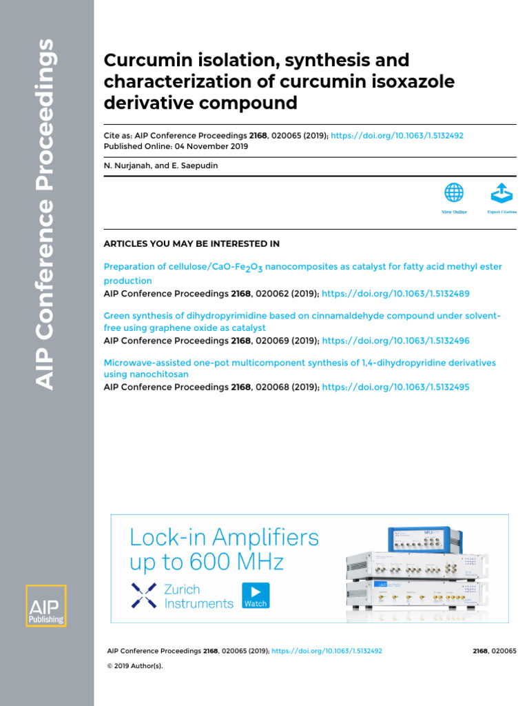 Curcumin Isolation Synthesis and Characterization Of | PDF | Thin Layer ...