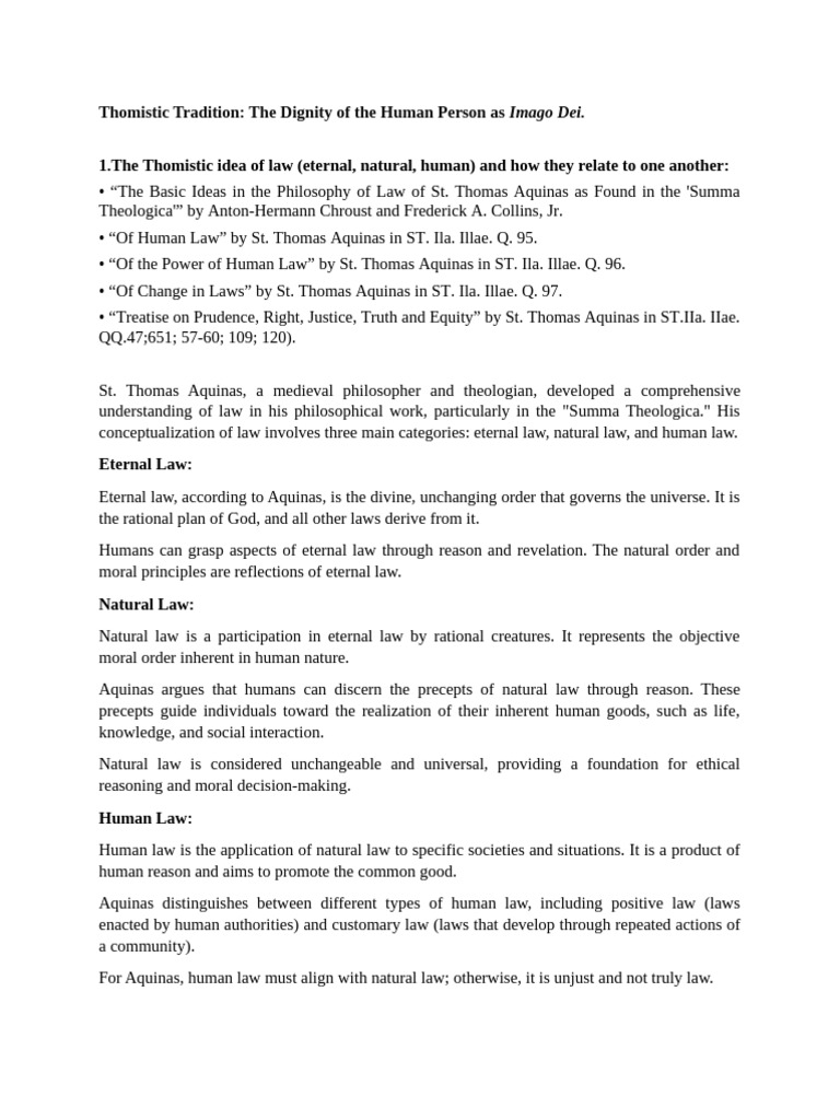 Thomistic Tradition Report On Phil. of Law | PDF | Natural Law | Thomas ...