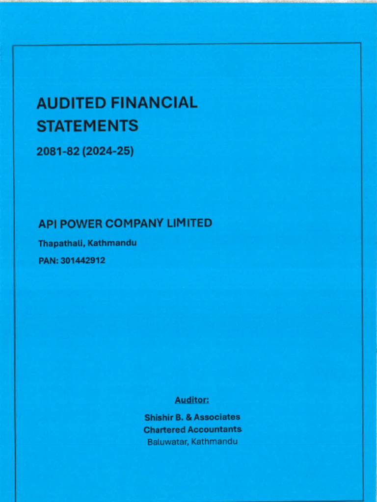 Api Power Annual Report 2081-82 (Audit Report Only) | PDF