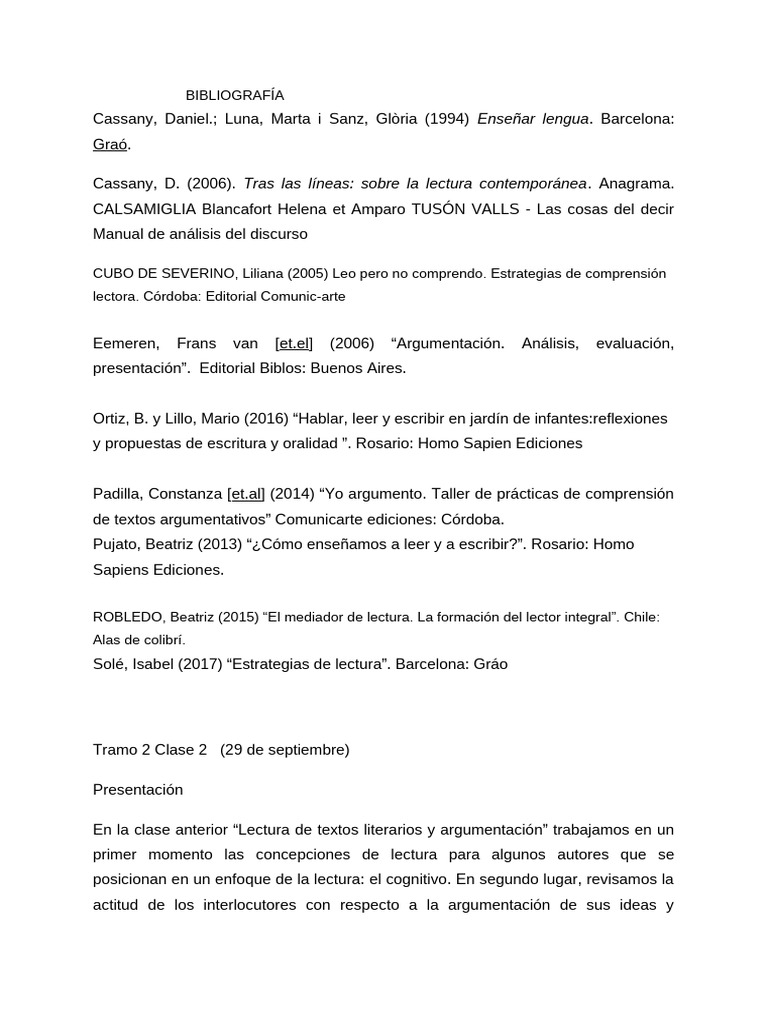 Clase de Septiembre Tramo 2 Clase 2 LECTURA | PDF | Aprendizaje | Escuelas