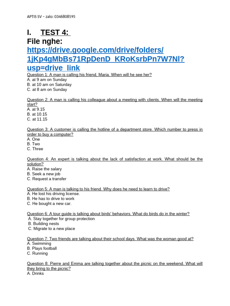 Listening Test 4 Aptis SV | PDF | Urban Agriculture | Birds