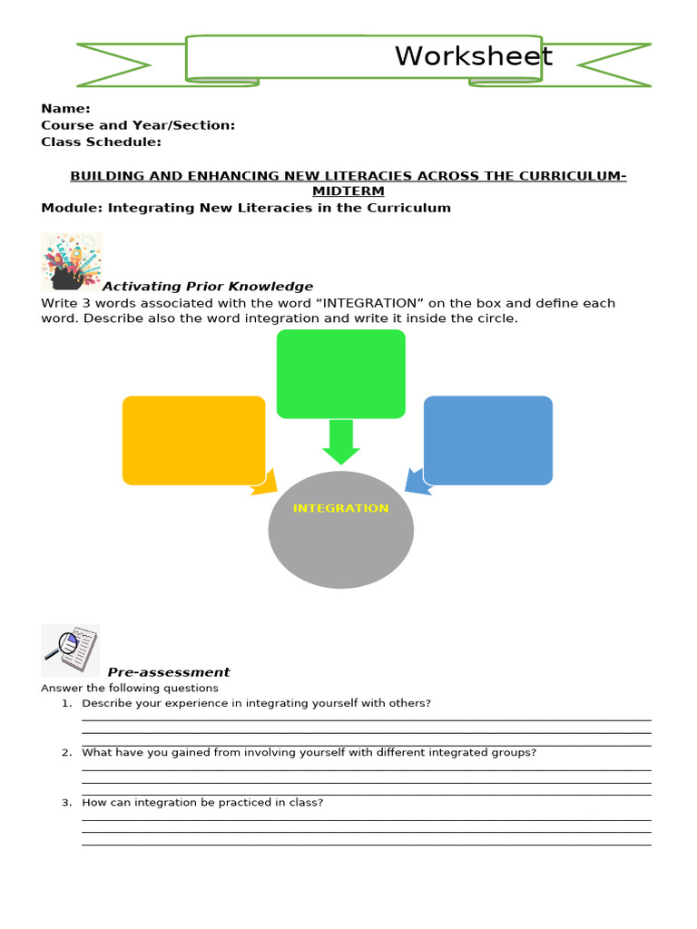 Module Worksheets (PRED 3102) | PDF | Reading Comprehension | Curriculum