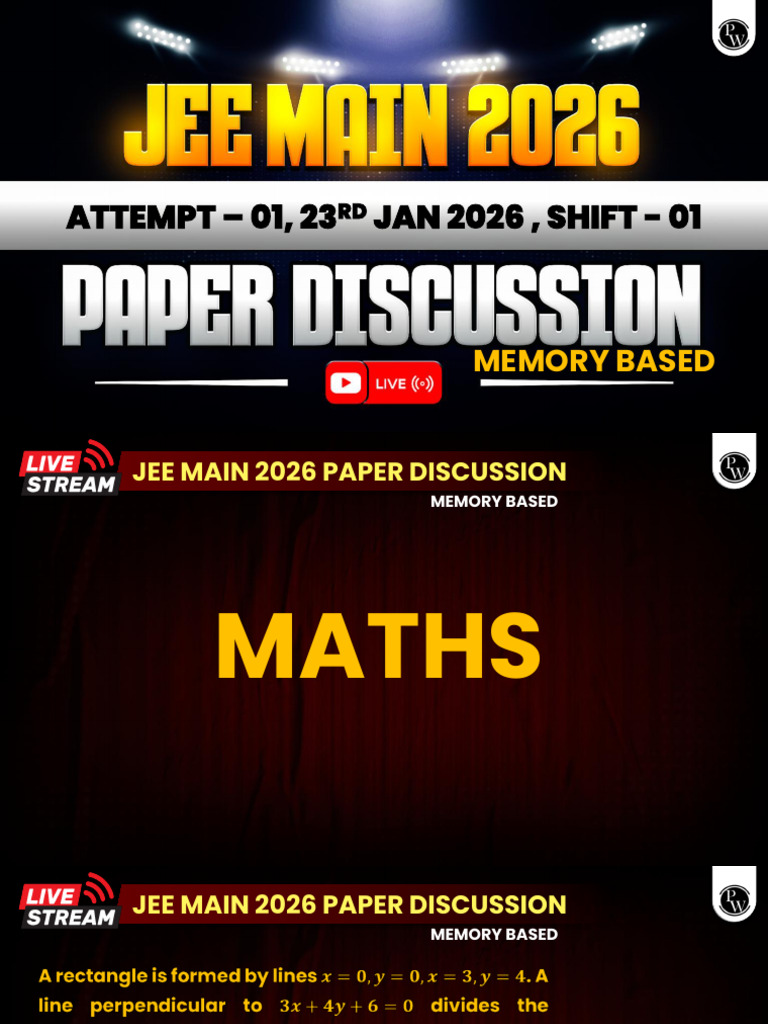 Maths JEE Main 2026 - Paper Discussion - ATTMEPT-1 - Shift-1!23!01-2026 ...