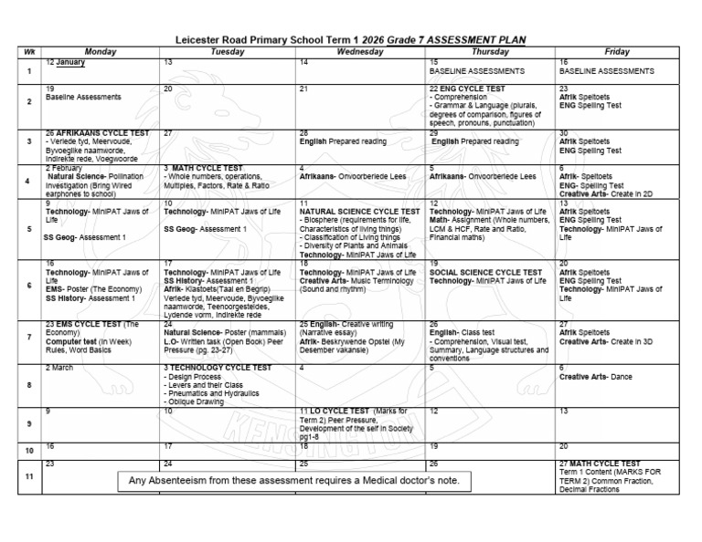 Grade 7 Term 1 Assessment Planner | PDF | Linguistics