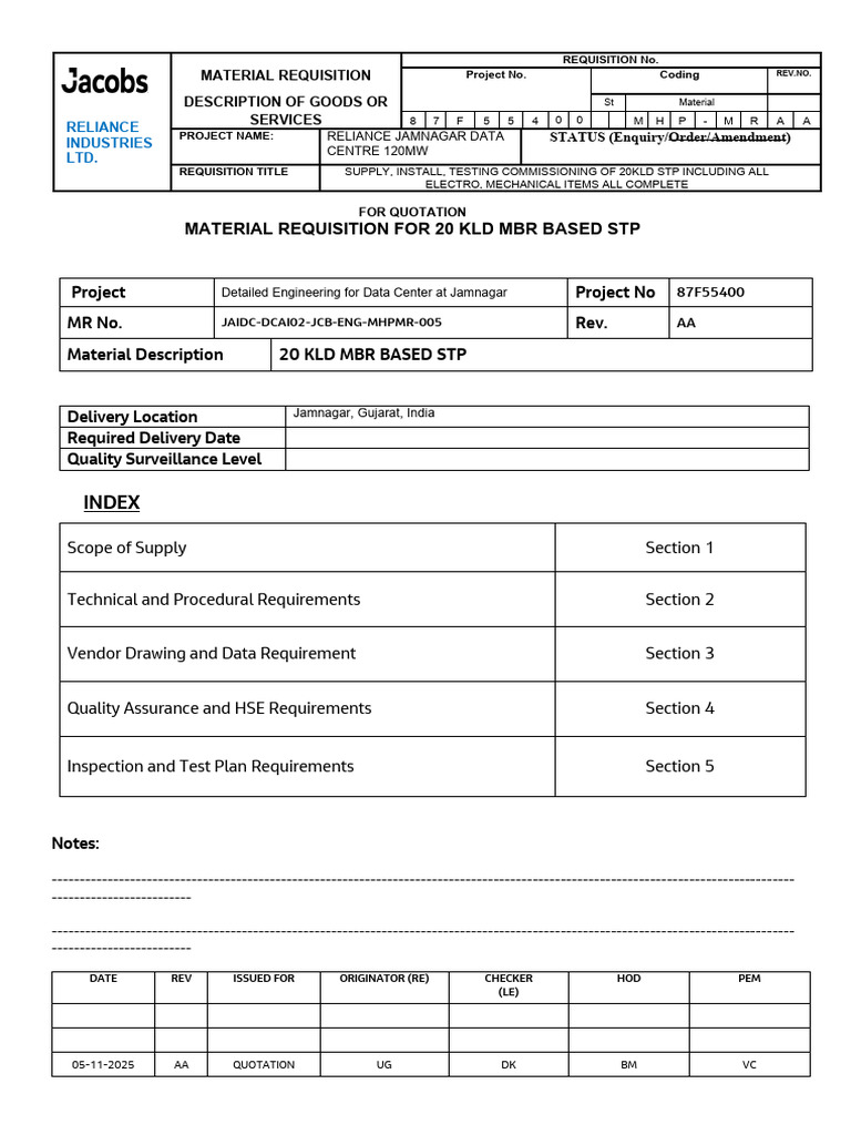 JAIDCDCAI02JCBENGMHPMR005MRforSewageTreatmentPlant | PDF | Sewage ...