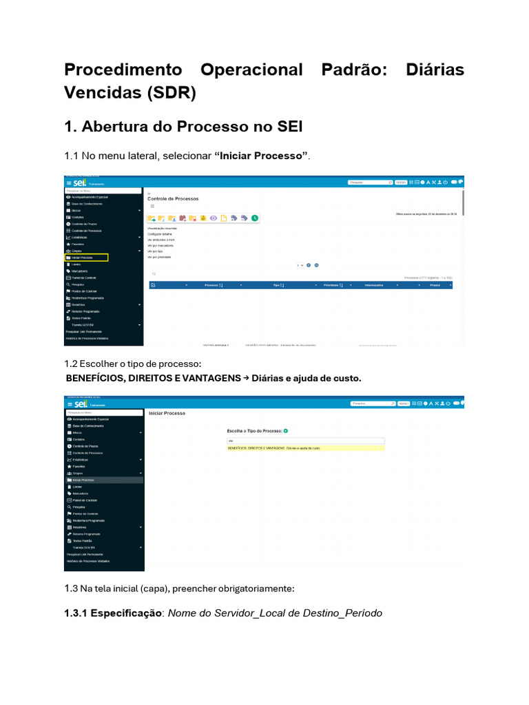 Procedimento Operacional Padrao Diarias Vencidas SDR Versao 1.0 | PDF ...