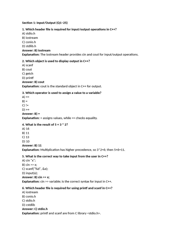 MCQ Module 1 | PDF | C++ | Pointer (Computer Programming)