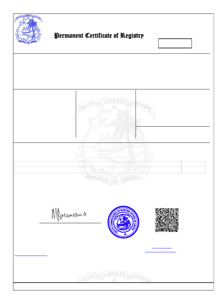 PC 1 Certificate of Registry | PDF | Tonnage | Shipping