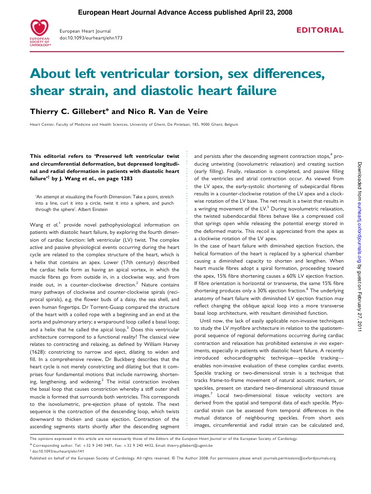 Left Ventricular Torsion in Heart Failure | PDF | Science & Mathematics