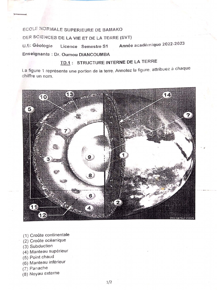 T D Structure Interne de La Terre | PDF