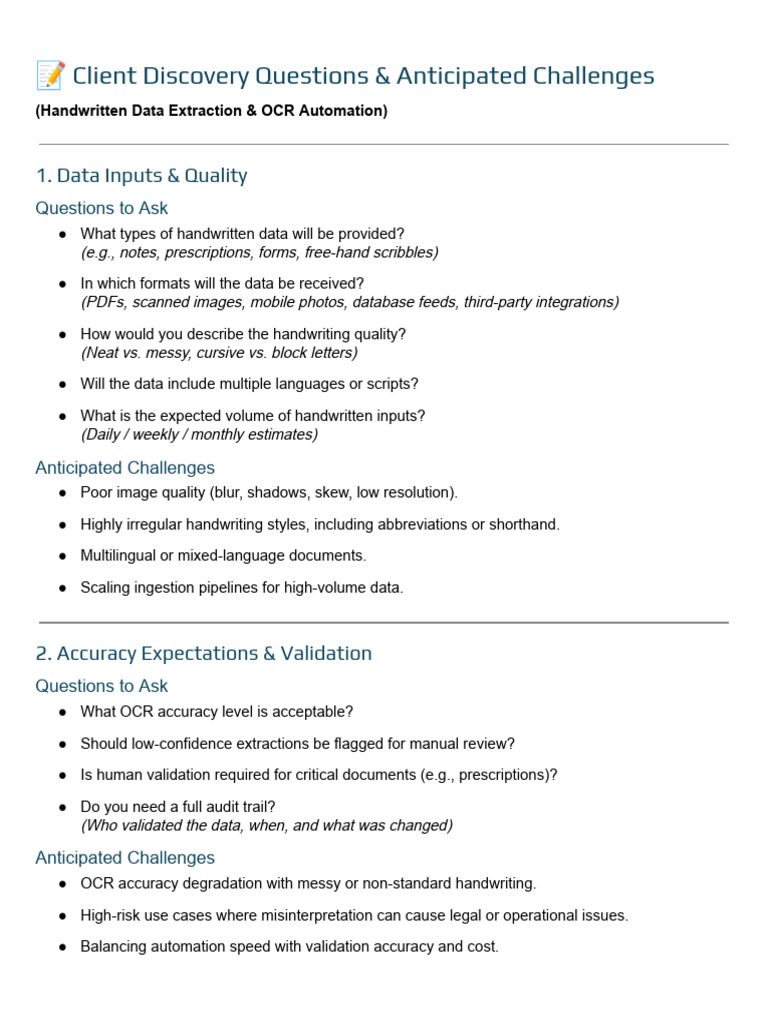 Client Questions & Challenges (OCR Exploration) | PDF | Optical ...