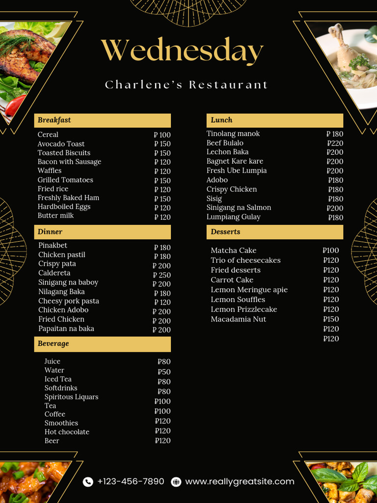 Yellow and Black Lines Restaurant Menu.pdf | PDF