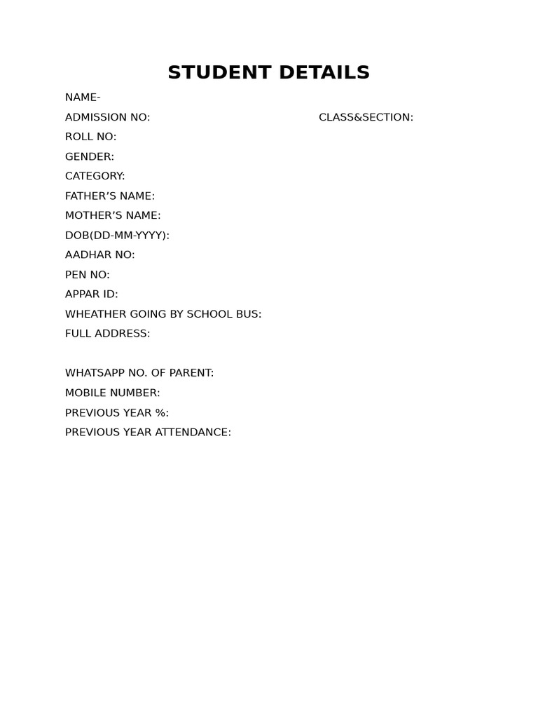 Student Details | PDF