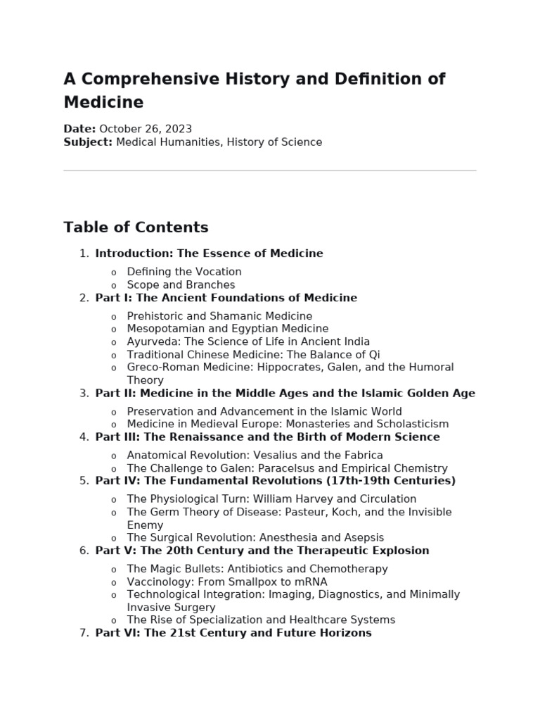 Comprehensive History and Definition of Medicine | PDF | Medicine ...