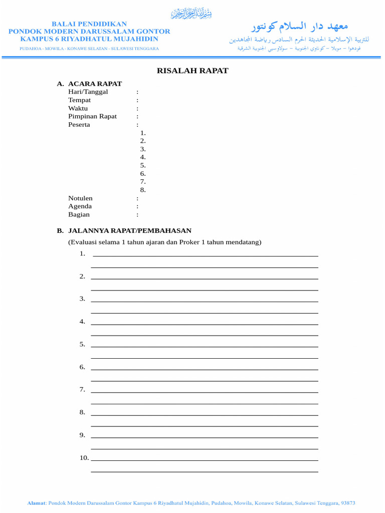 Template Notulen Risalah Rapat Sektor | PDF