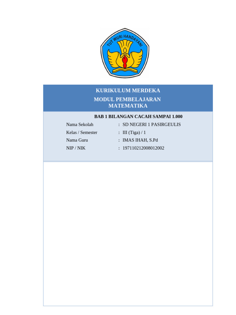 Matematika Kelas 3 Bab 1 | PDF