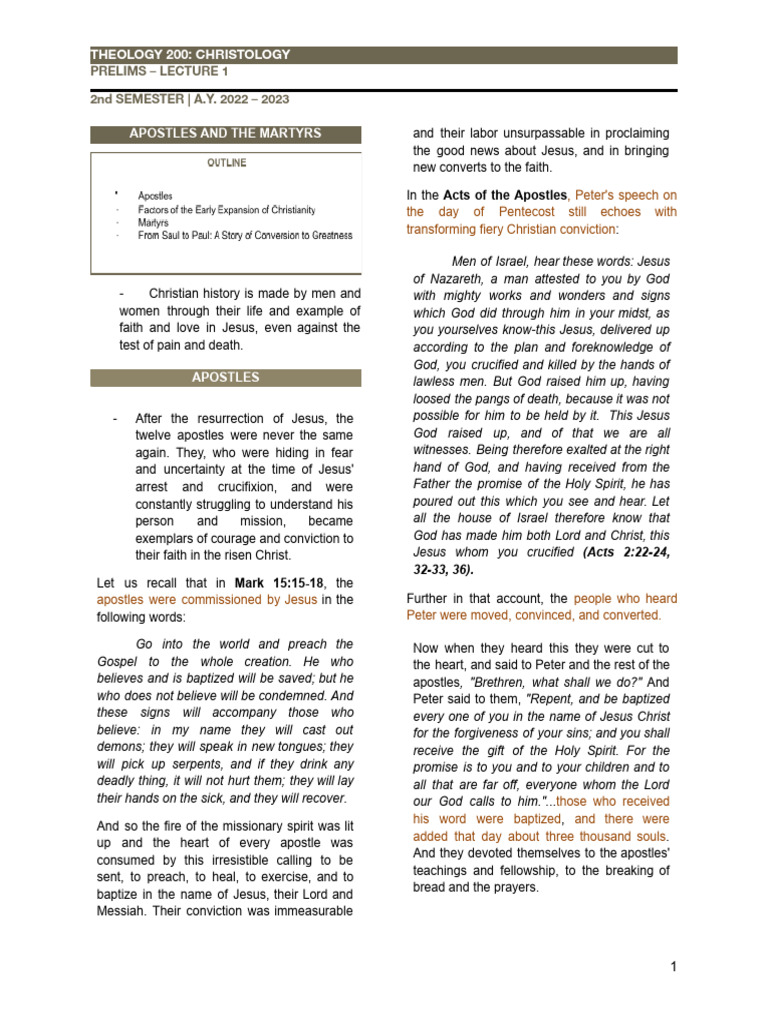 1 Apostles and The Martyrs | PDF | Paul The Apostle | Jesus