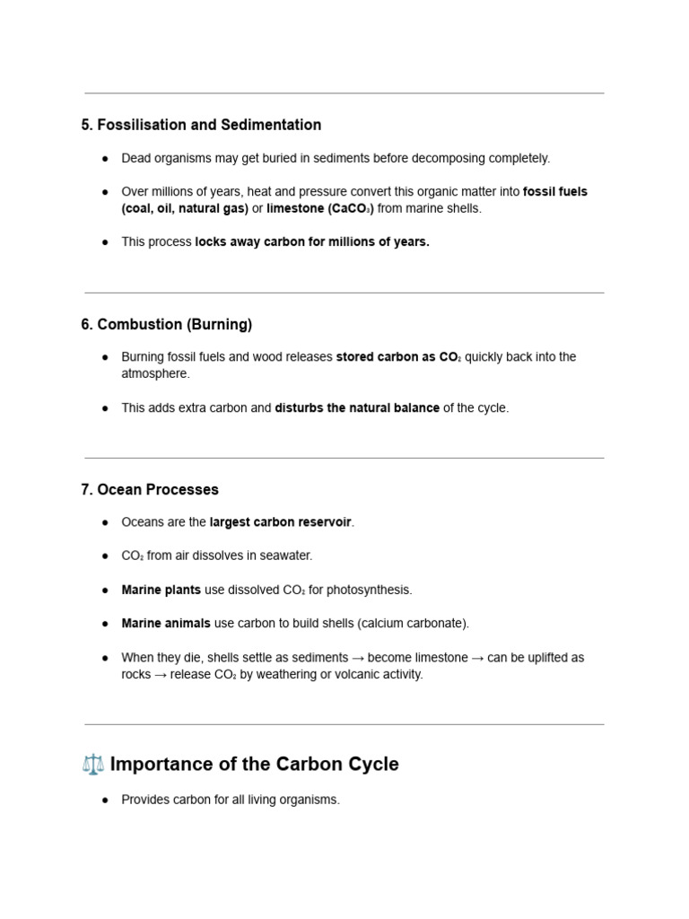 The Carbon Cycle - Detailed Notes | PDF | Photosynthesis | Carbon Cycle