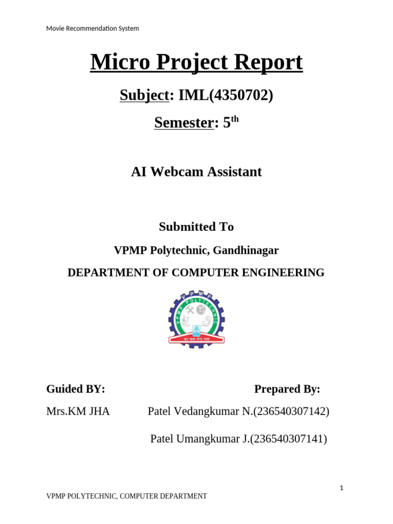 IML Microproject Report | PDF | Optical Character Recognition | Speech ...