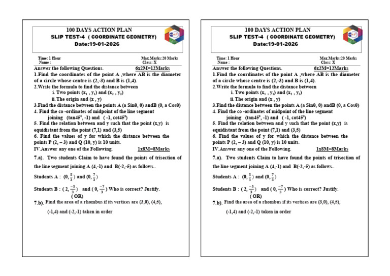 Slip Test - Coor 19 | PDF | Circle | Euclid