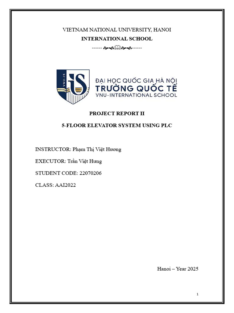 TRANVIETHUNG DOAN2english | PDF | Elevator | Programmable Logic Controller