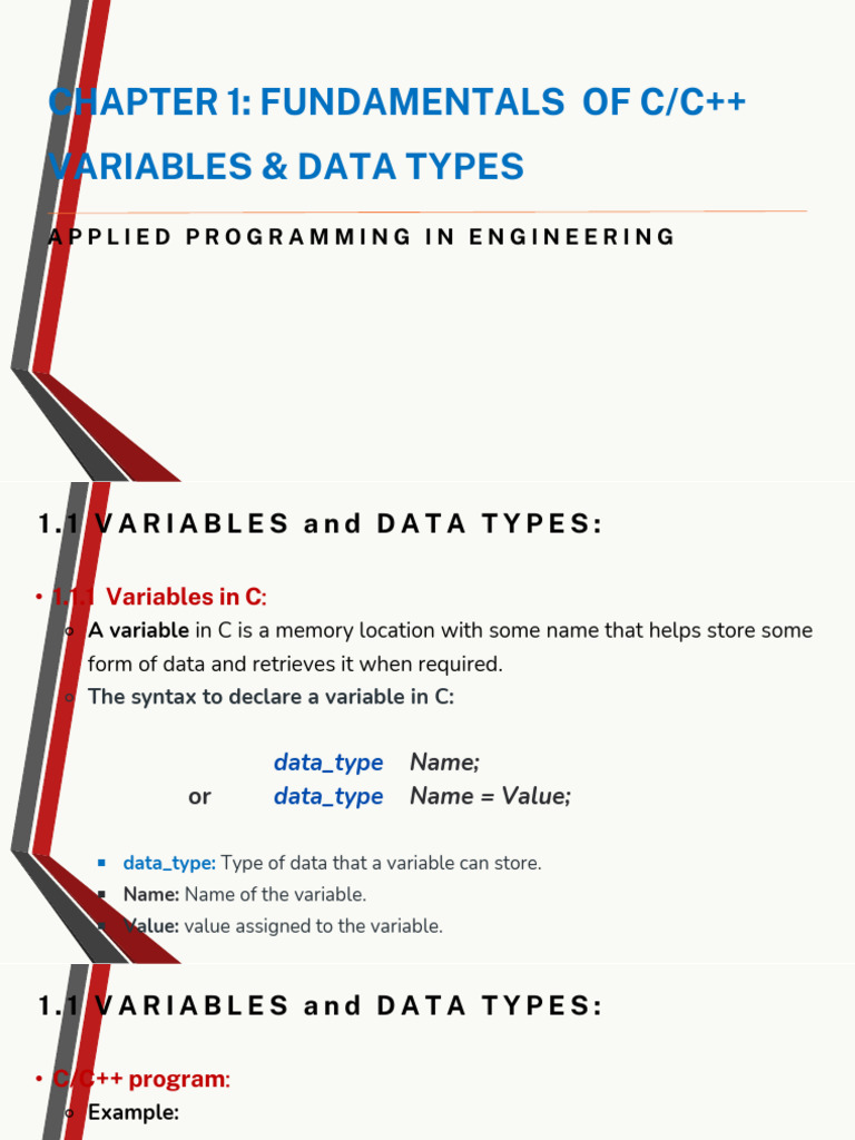Chapter 1 - Fundamentals of c - Variable Data Types (1) | PDF | Data ...