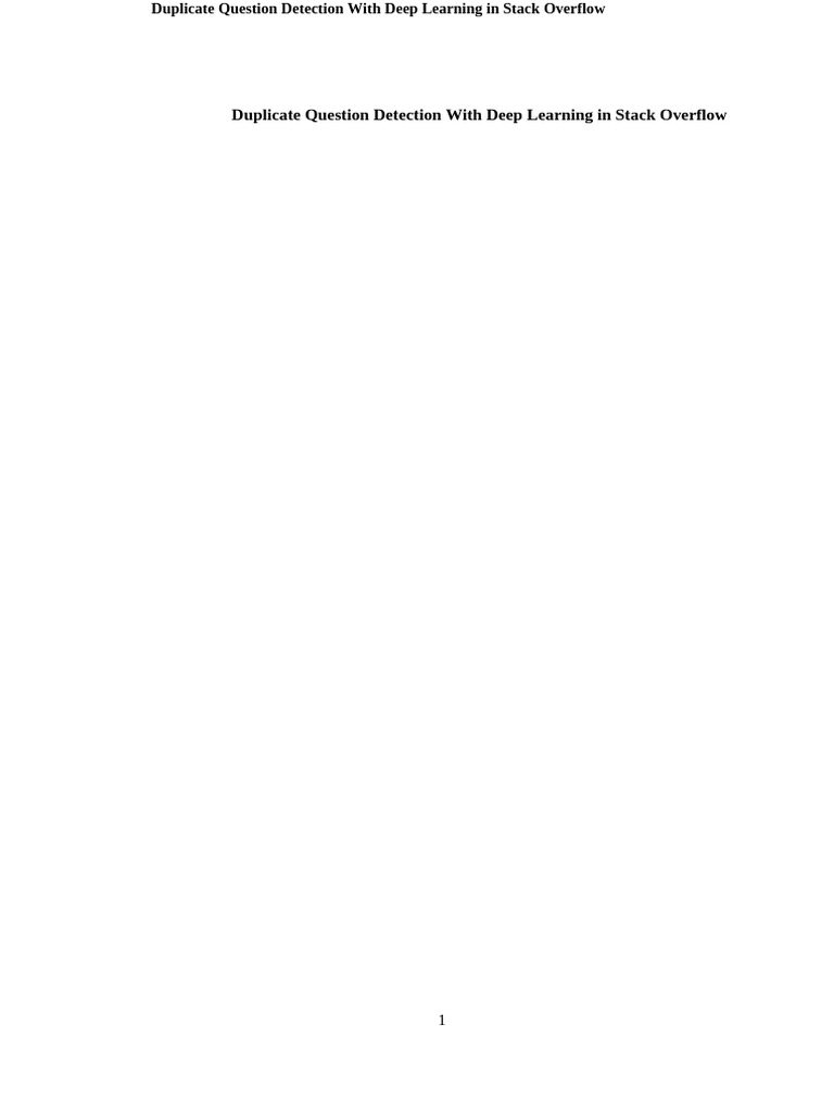 Duplicate Question Detection With Deep Learning in Stack Overflow | PDF ...