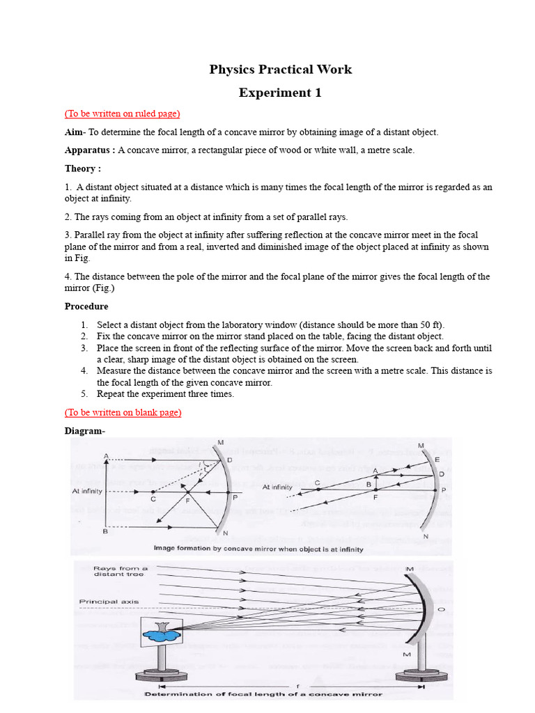 10 Physics Practicals Part 1 | PDF | Mirror | Optics