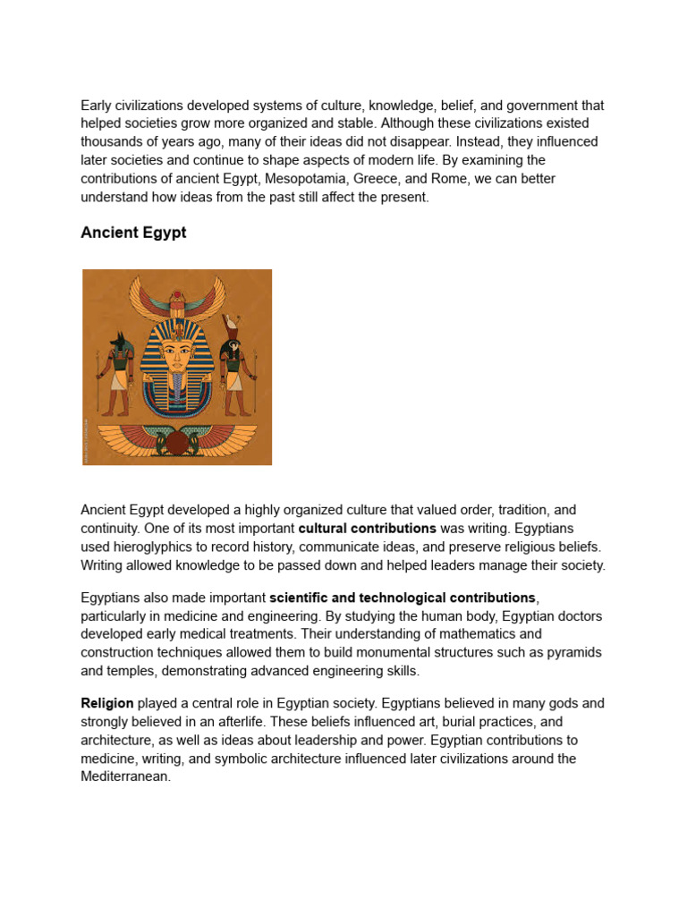 Ancient Civilizations Overview | PDF | Ancient Egypt | Mesopotamia