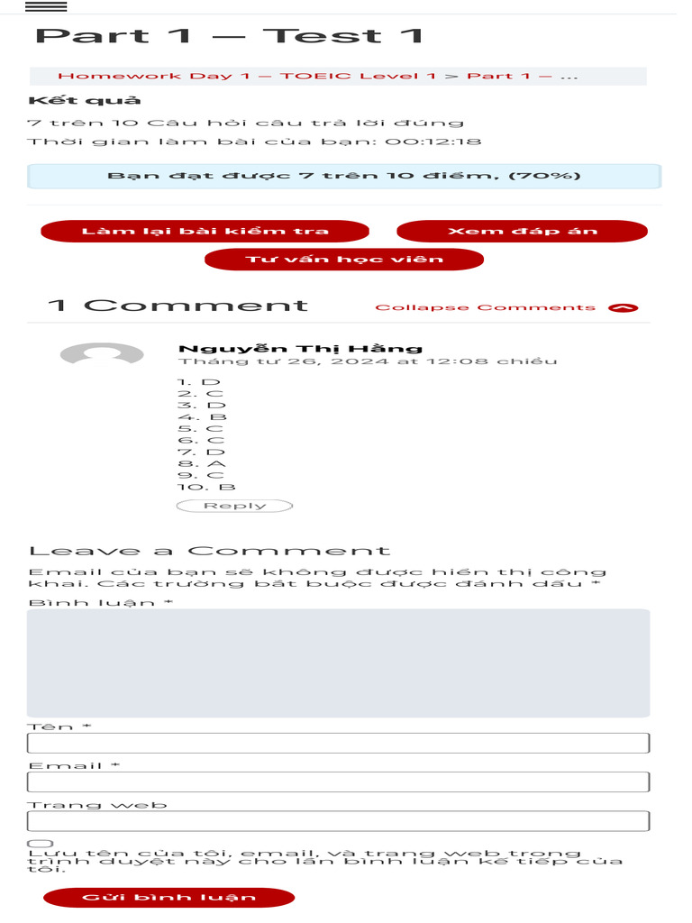 Part 1 - Test 1 - Cham Toeic | PDF