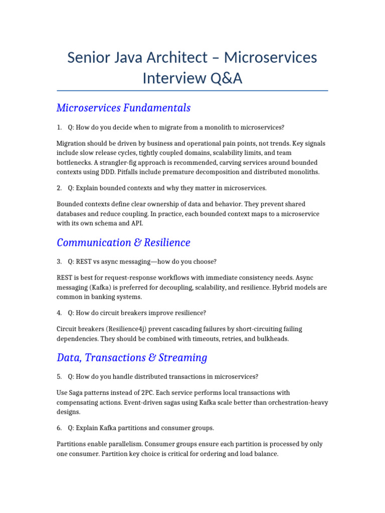 Senior_Java_Architect_Microservices_QA | PDF | Computing | Information ...