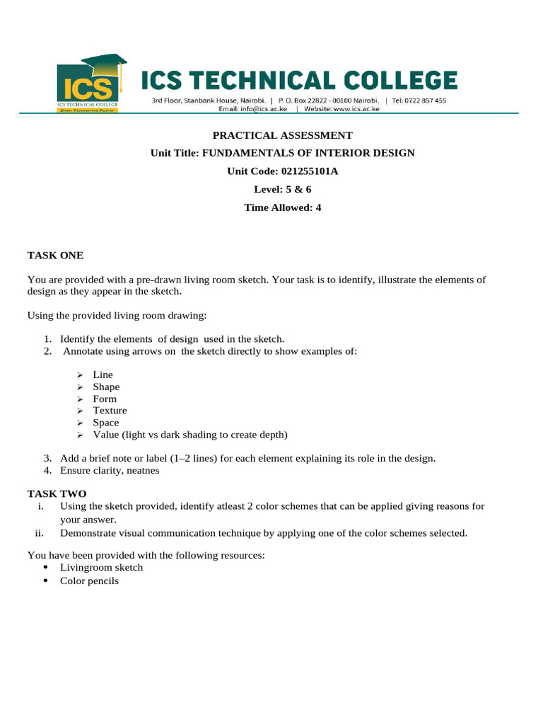 Fundamentals of Interior Design Practical Assessment | PDF