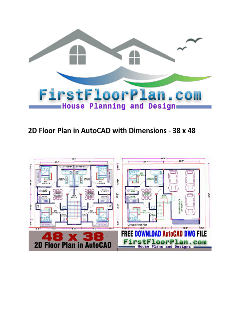 2D Floor Plan in AutoCAD With Dimensions | PDF