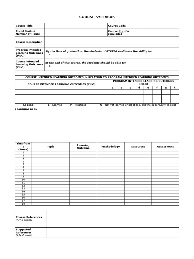 (Template) Course Syllabus | PDF