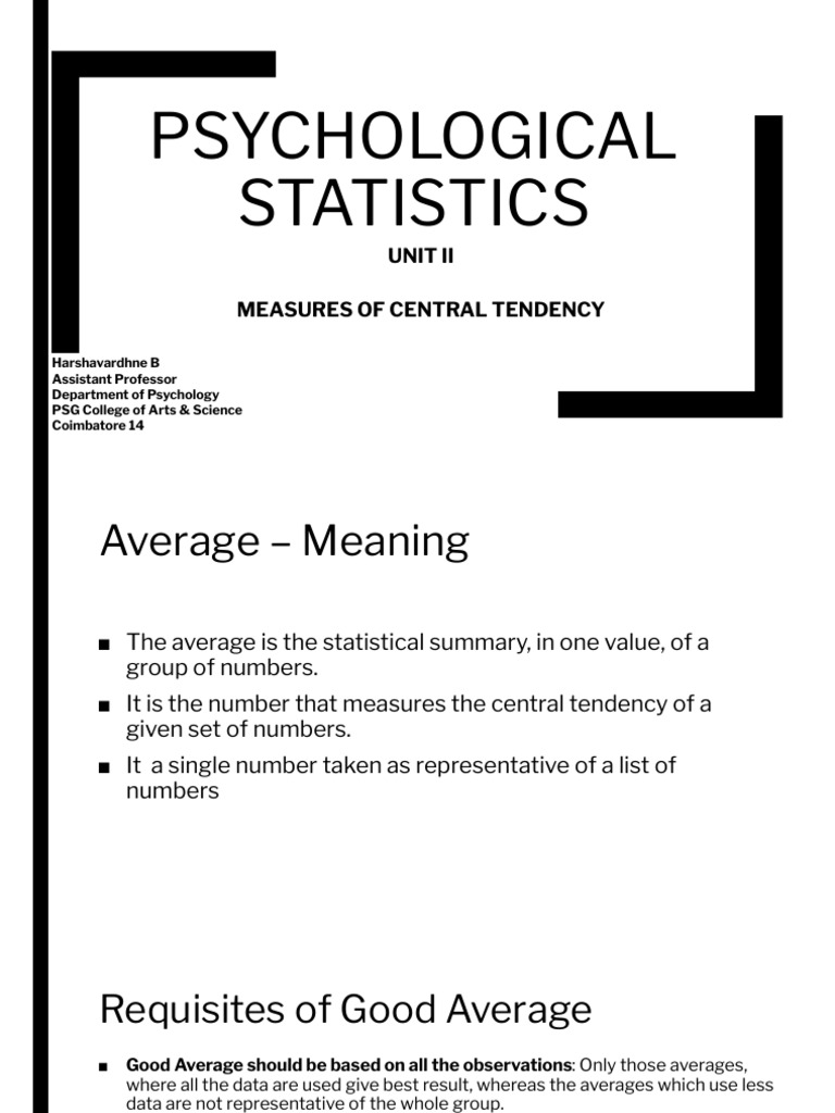 Psychological Statistics Unit 2 | PDF | Mode (Statistics) | Average