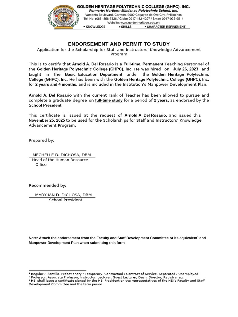 SHEI Endorsement | PDF