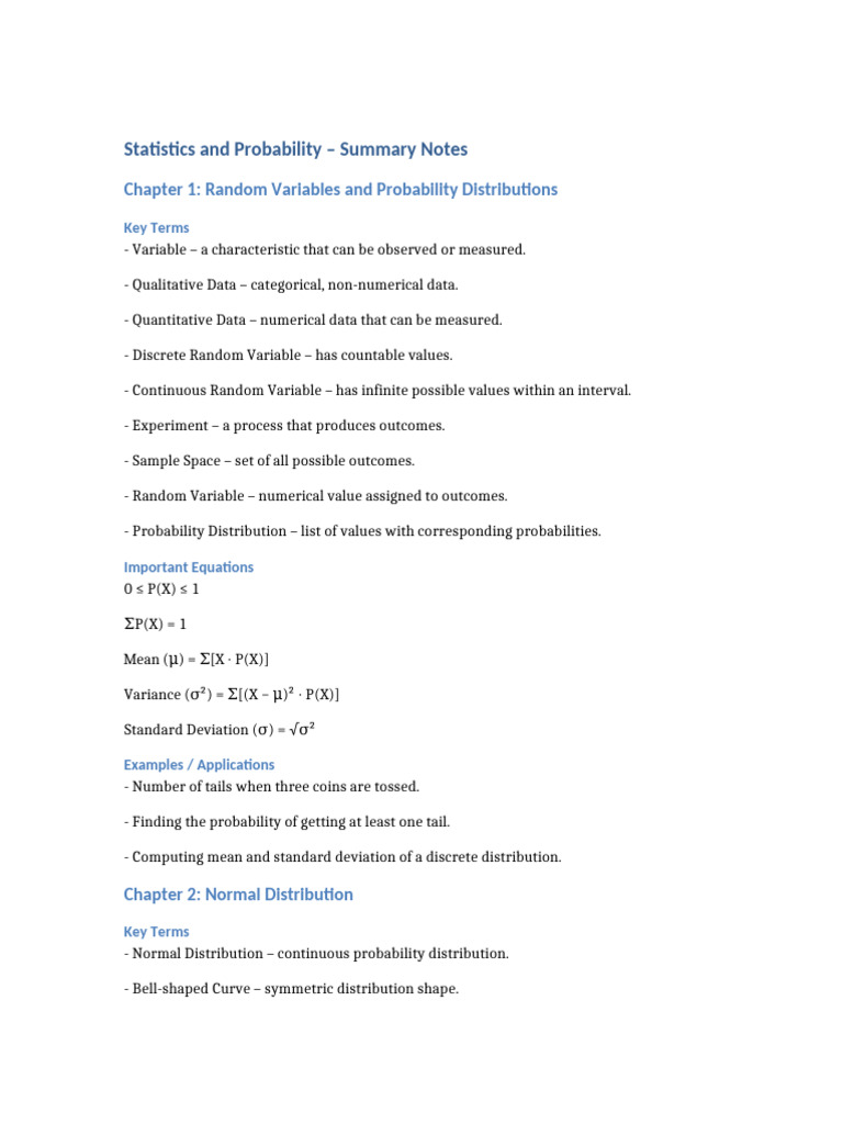Statistics Notes | PDF