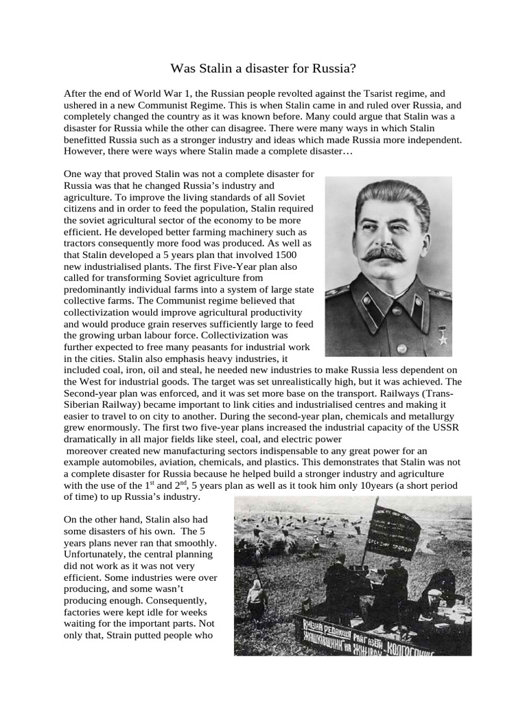 Was Stalin A Disaster For Russia | PDF | Joseph Stalin | Soviet Union