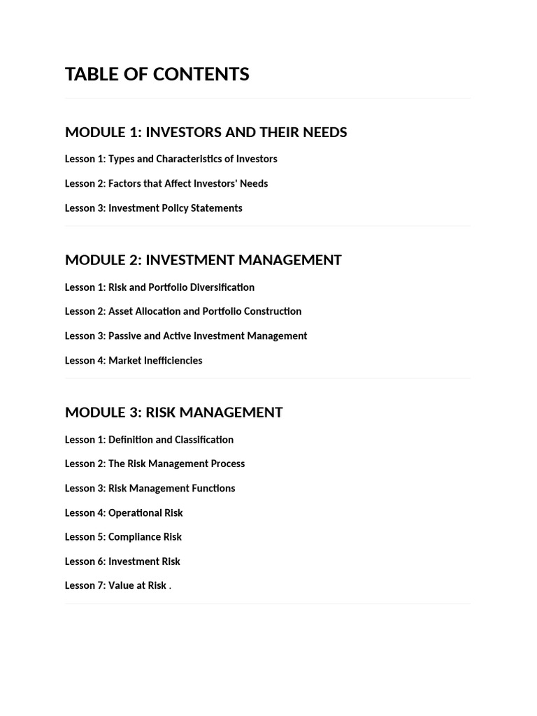 Cfa - Ifc - Course 5 - Serving Clients Needs - Claude | PDF | Financial ...