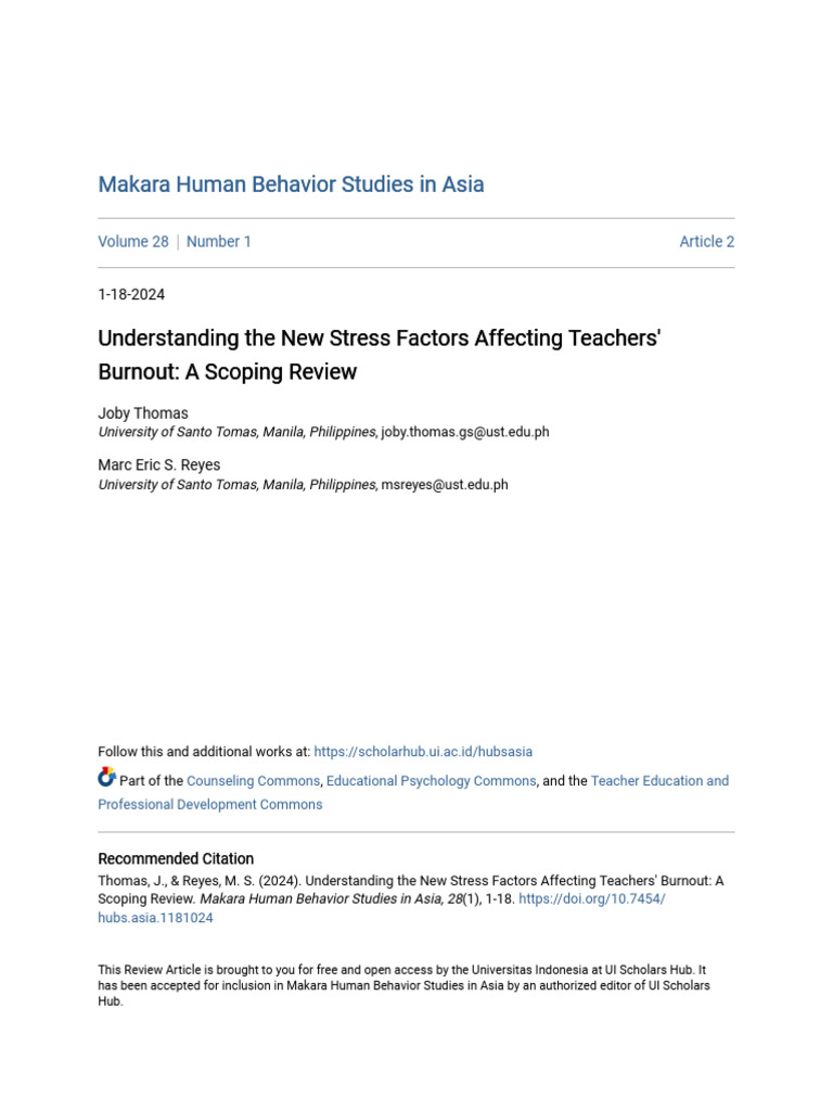 STRESS FACTORS TEACHER BURNOUT | PDF | Occupational Burnout ...