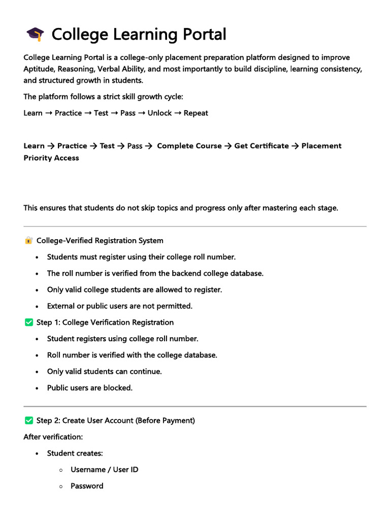 ? College Learning Portal | PDF | Learning | User (Computing)