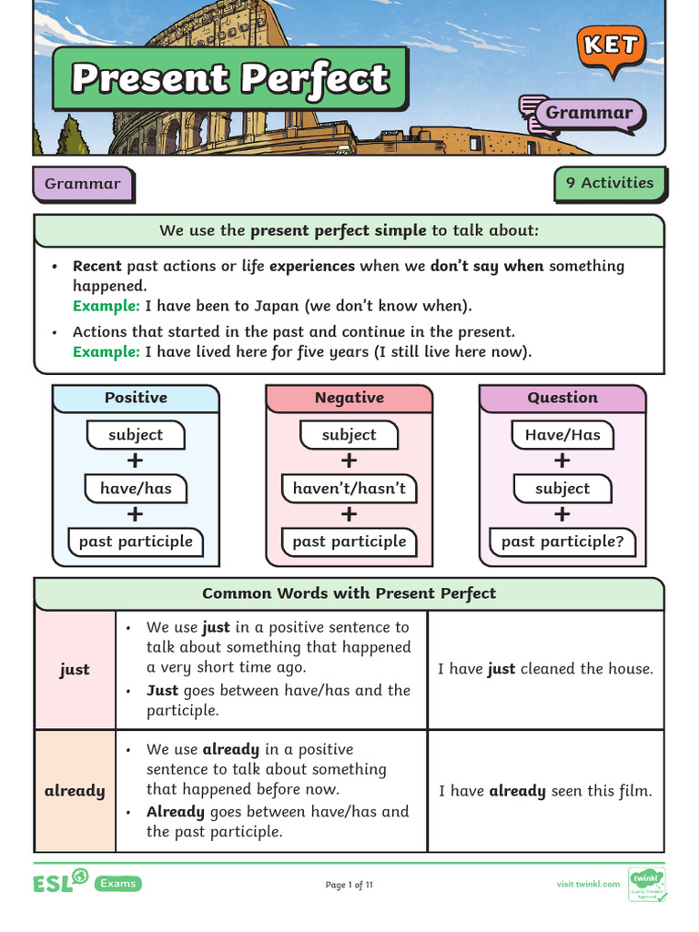 Present Perfect Ver 2 | PDF | English As A Second Or Foreign Language ...