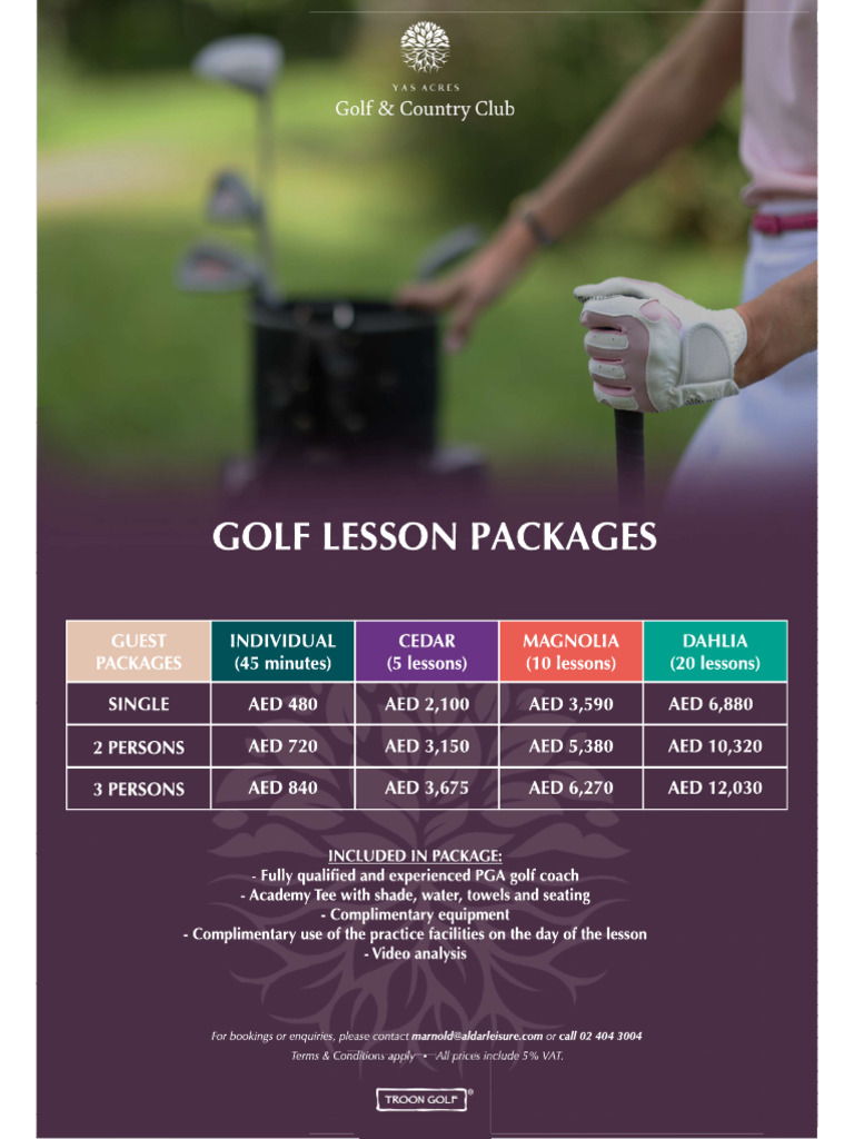 Yas Acres Golf & Country Club General-Lesson-Package | PDF